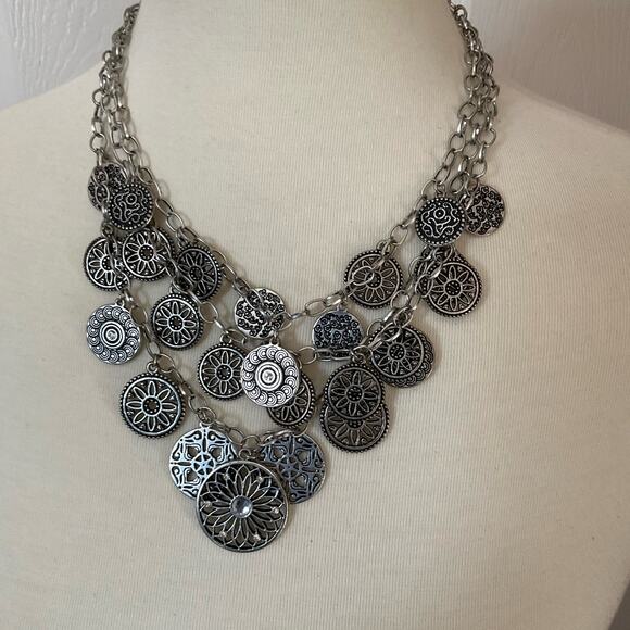 Vintage Jewelry - Coin Statement Necklace - SILVER